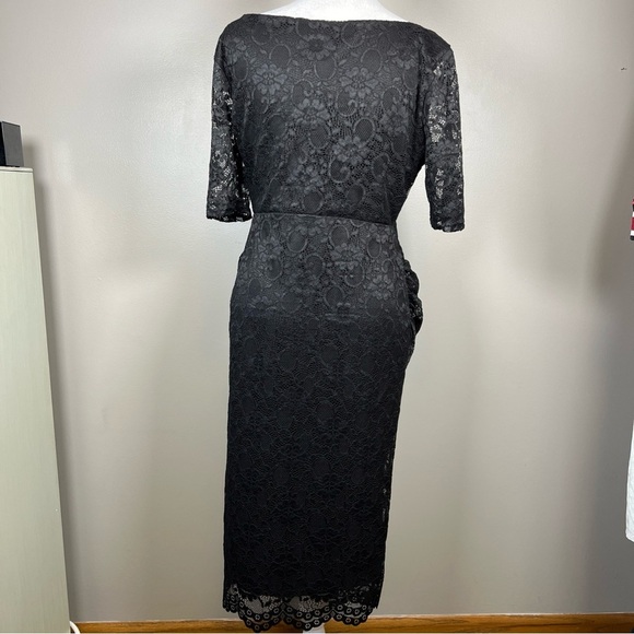 ASOS Maternity Lace Midi Dress Short Sleeve Black Size 8 Lined Party - Picture 4 of 10